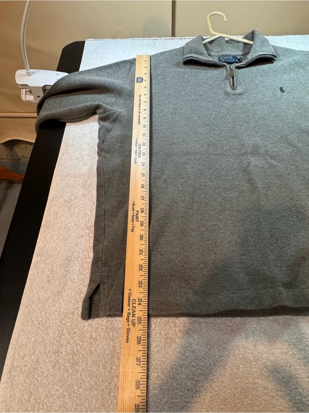 Men’s Polo Ralph Lauren Grey Quarter-Zip Sweatshirt 100% Cotton Size XL